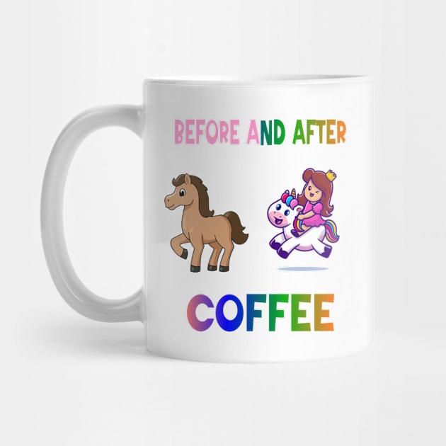 Before and after coffee Unicorn by A Zee Marketing